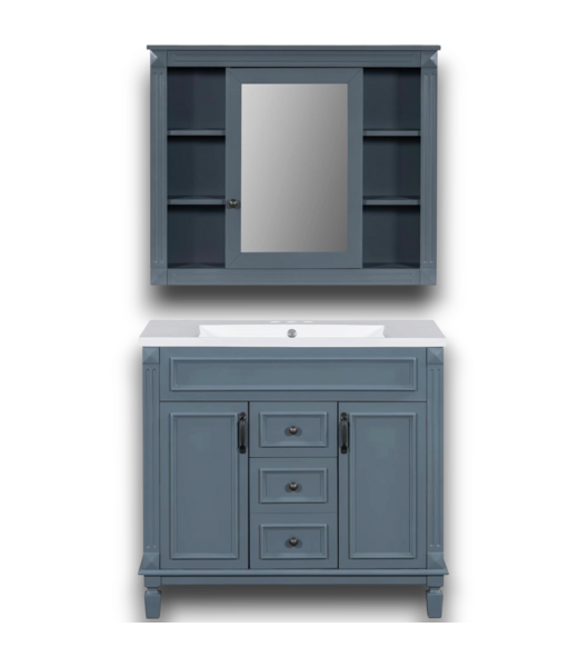 Bud's Warehouse 58052 36'' Blue Bathroom Vanity+mirror Cabinet