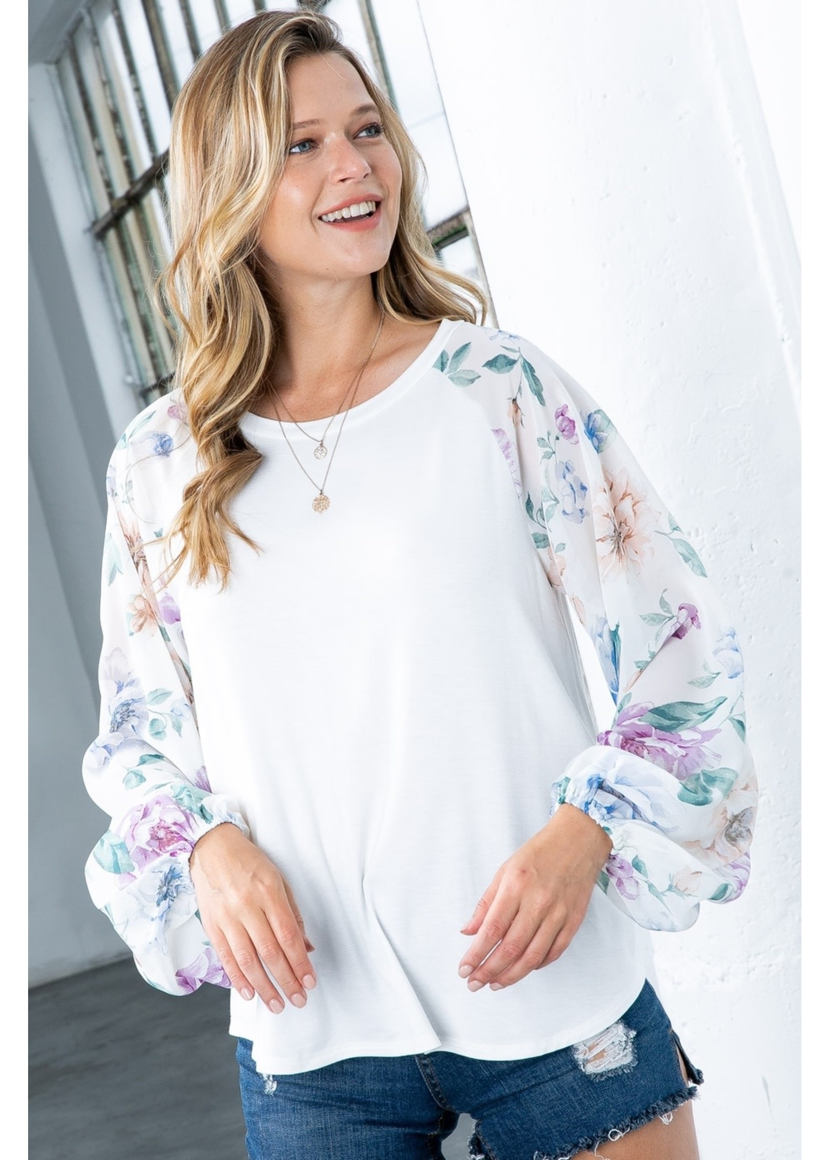Floral Chiffon Sleeve Top