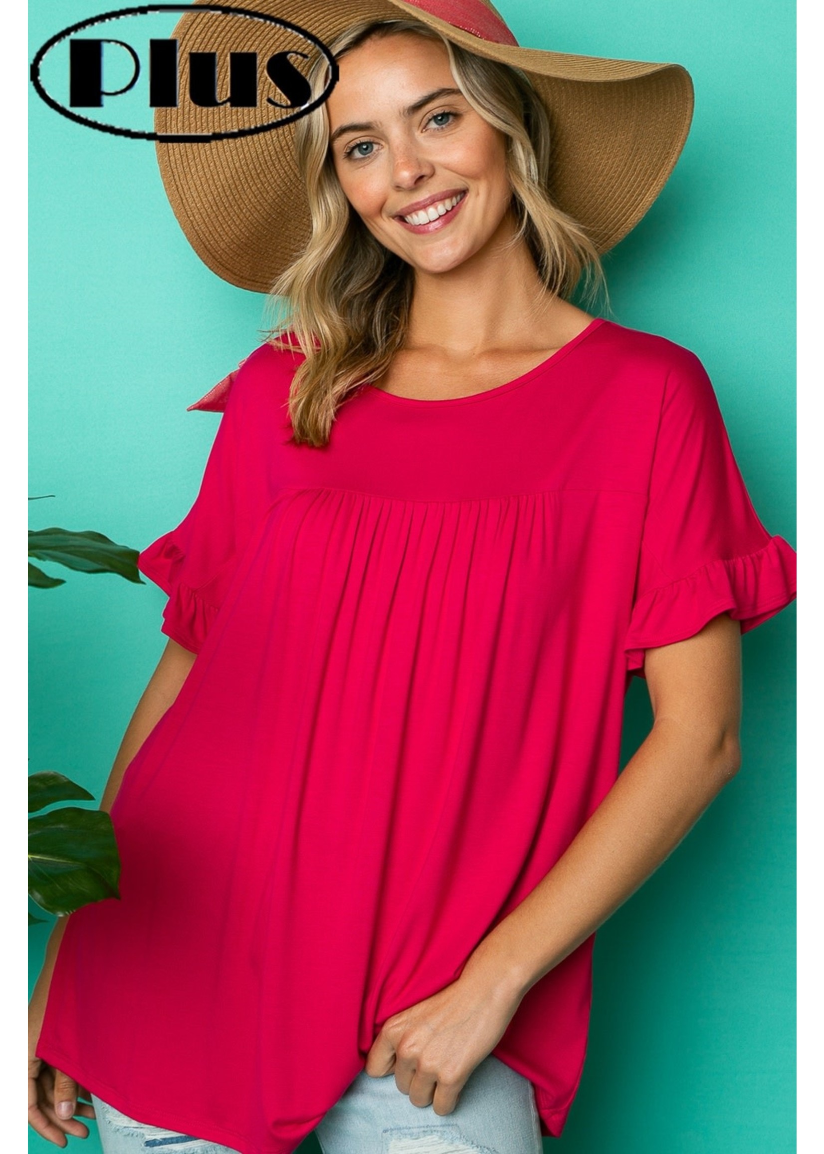Ruffled Sleeve Baby Doll Top in 3 colors