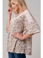 Plus Size Floral Solid Combo Top in 2 colors