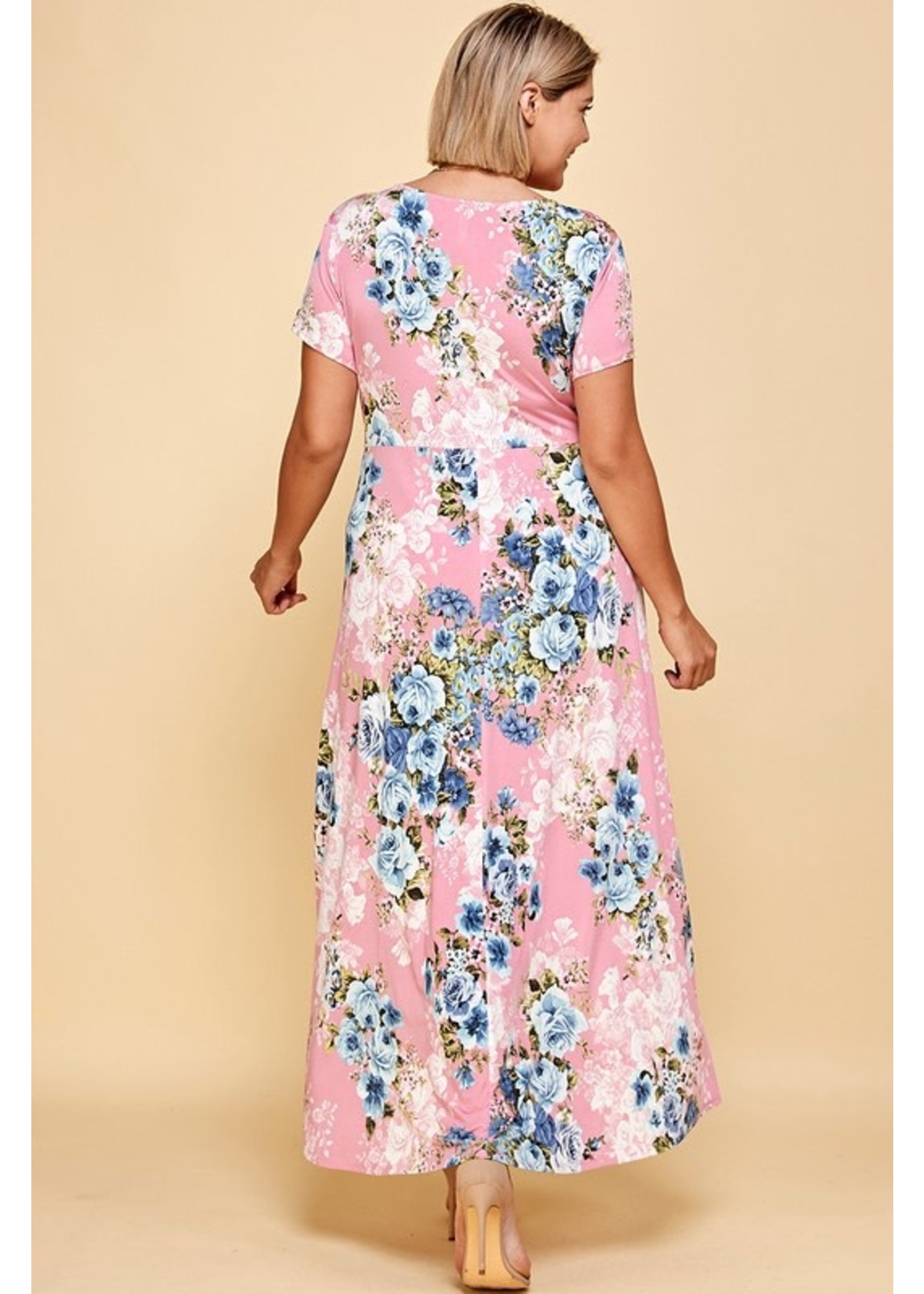Floral Print Dress w/ High Low Hem