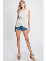 PLUS SIZE Tank w/ Crossed Front Detail in Sand color