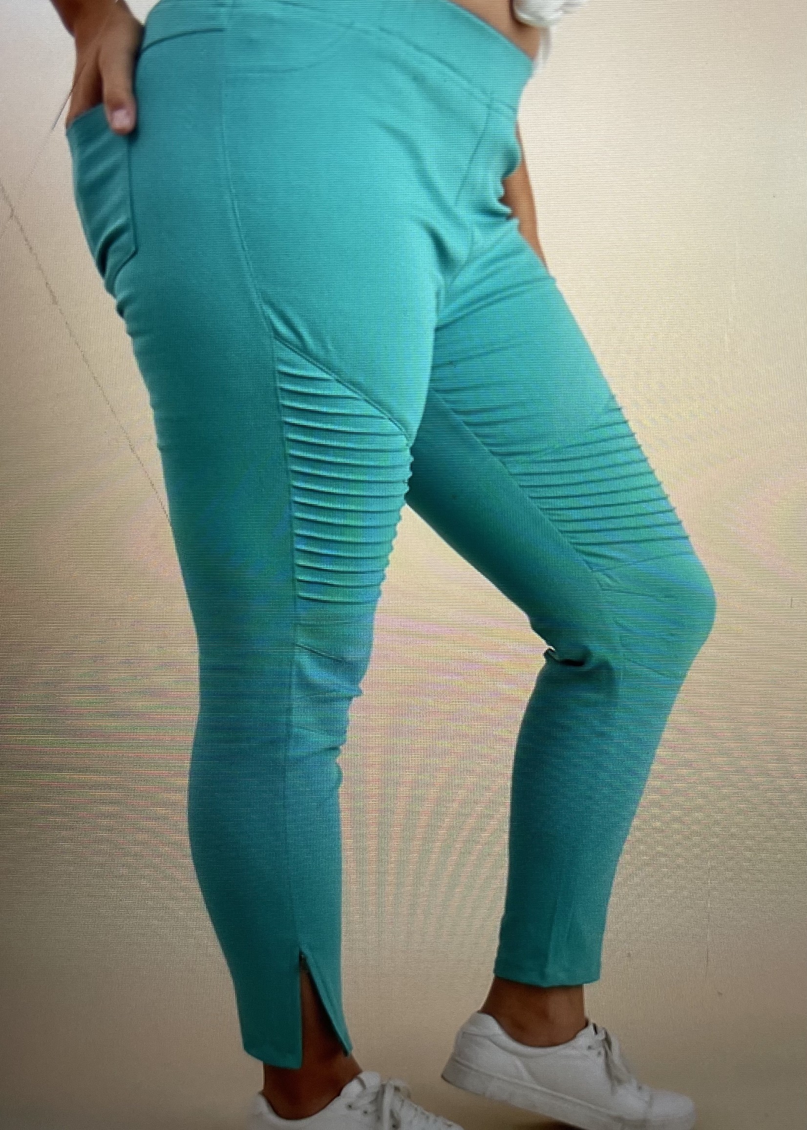 Seafoam Washed Moto Jeggings with 