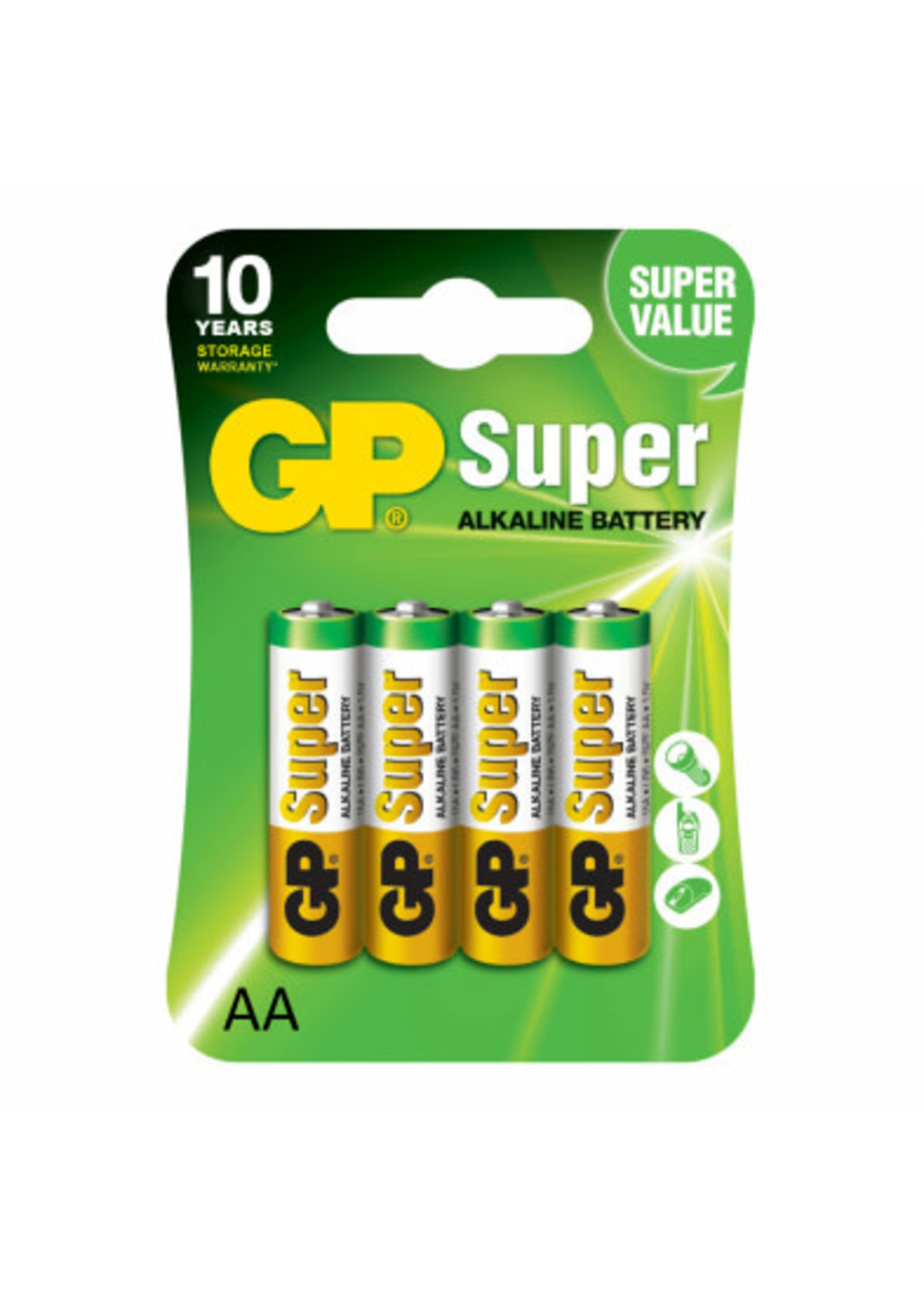 GP Super GP15A2UE4  BATT ALKALINE AA GP SUPER 10Y C/4