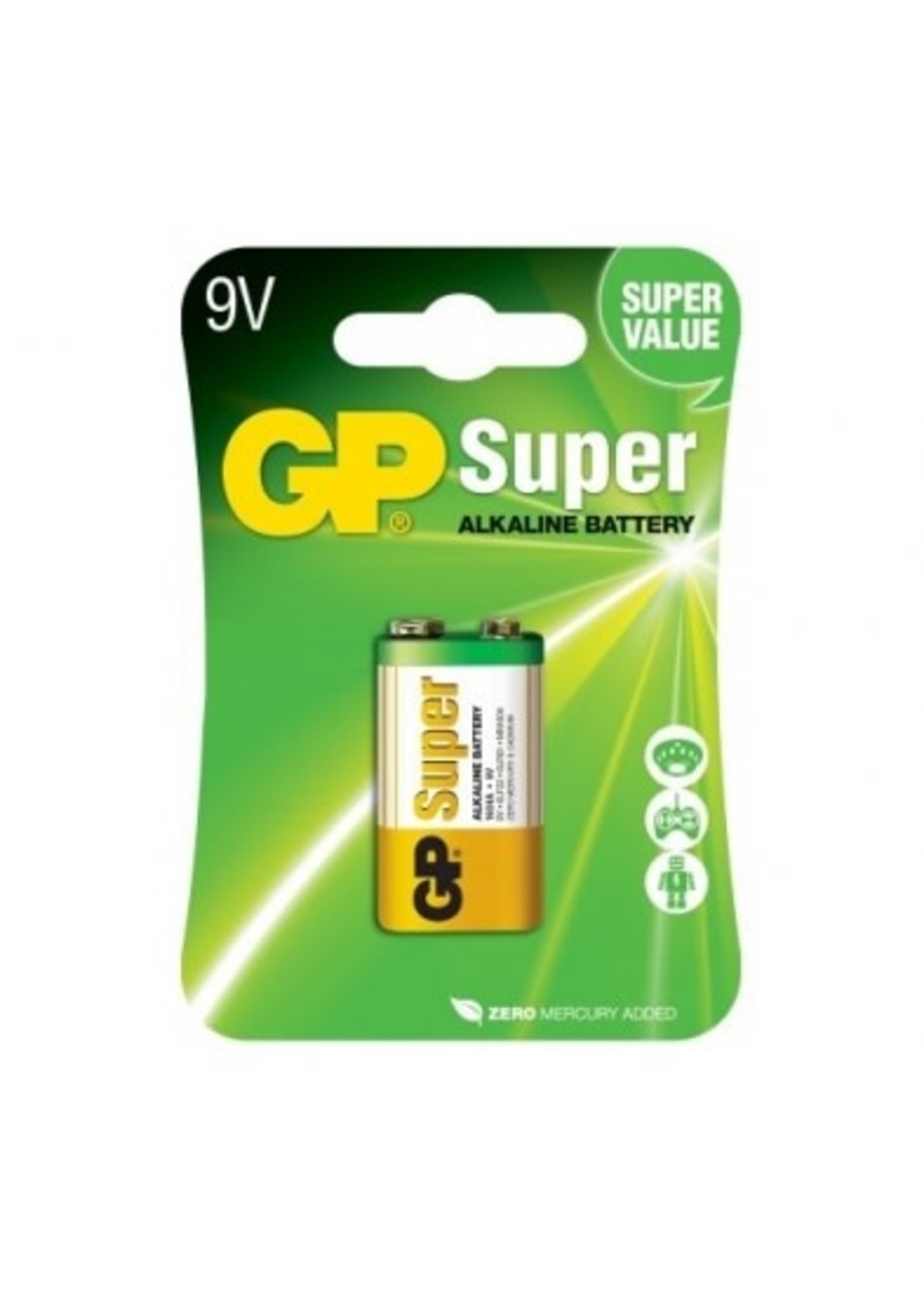 GP1604A5U1   ALKALINE BATT 9V GP SUPER C/1