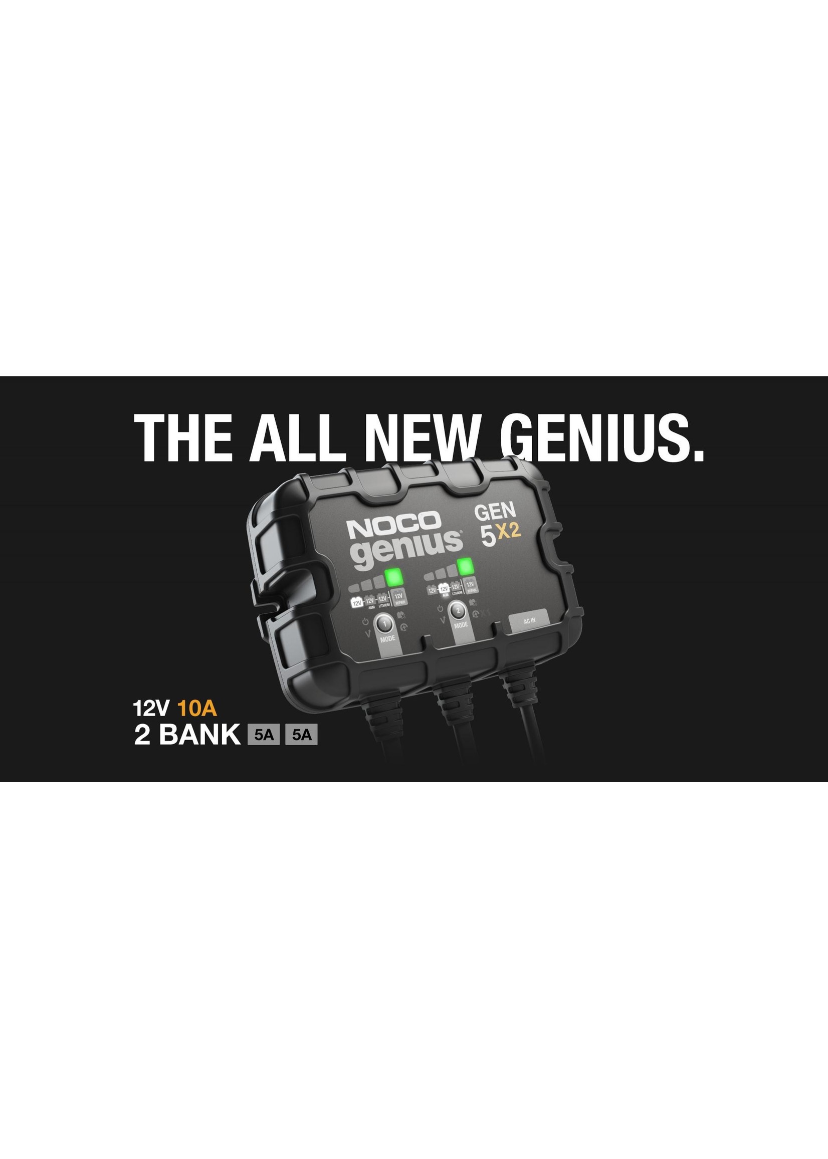 Noco GEN5X2  GENIUS NOCO AUTOMATIC CHARGER 2 BANKS ONBOARD 12V 10A