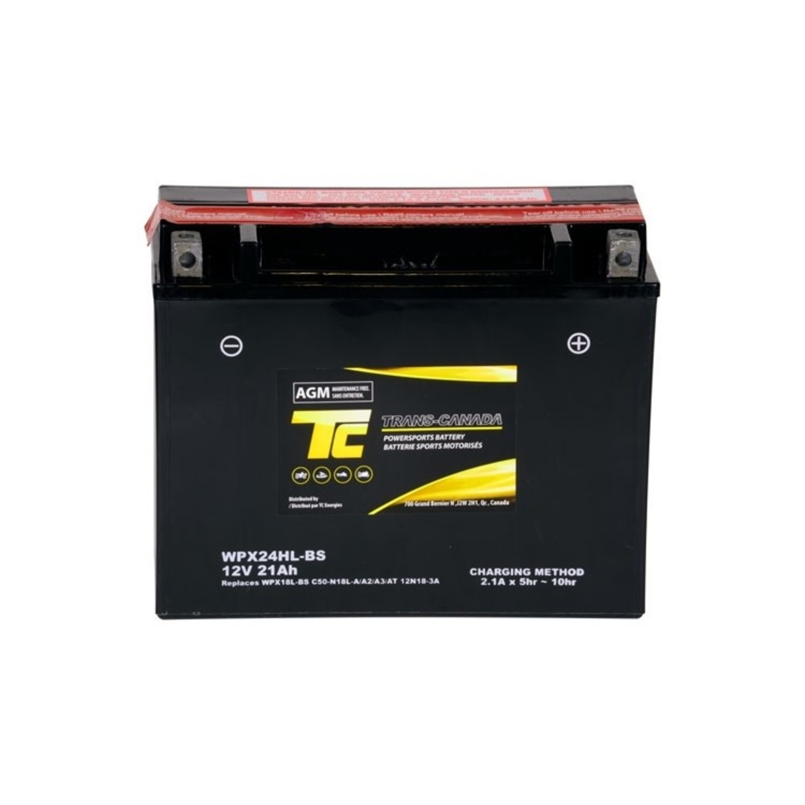 WPX24HL-BS Motorsports Battery AGM 12V 21Ah 350CCA (Acid Bottle Supplied)