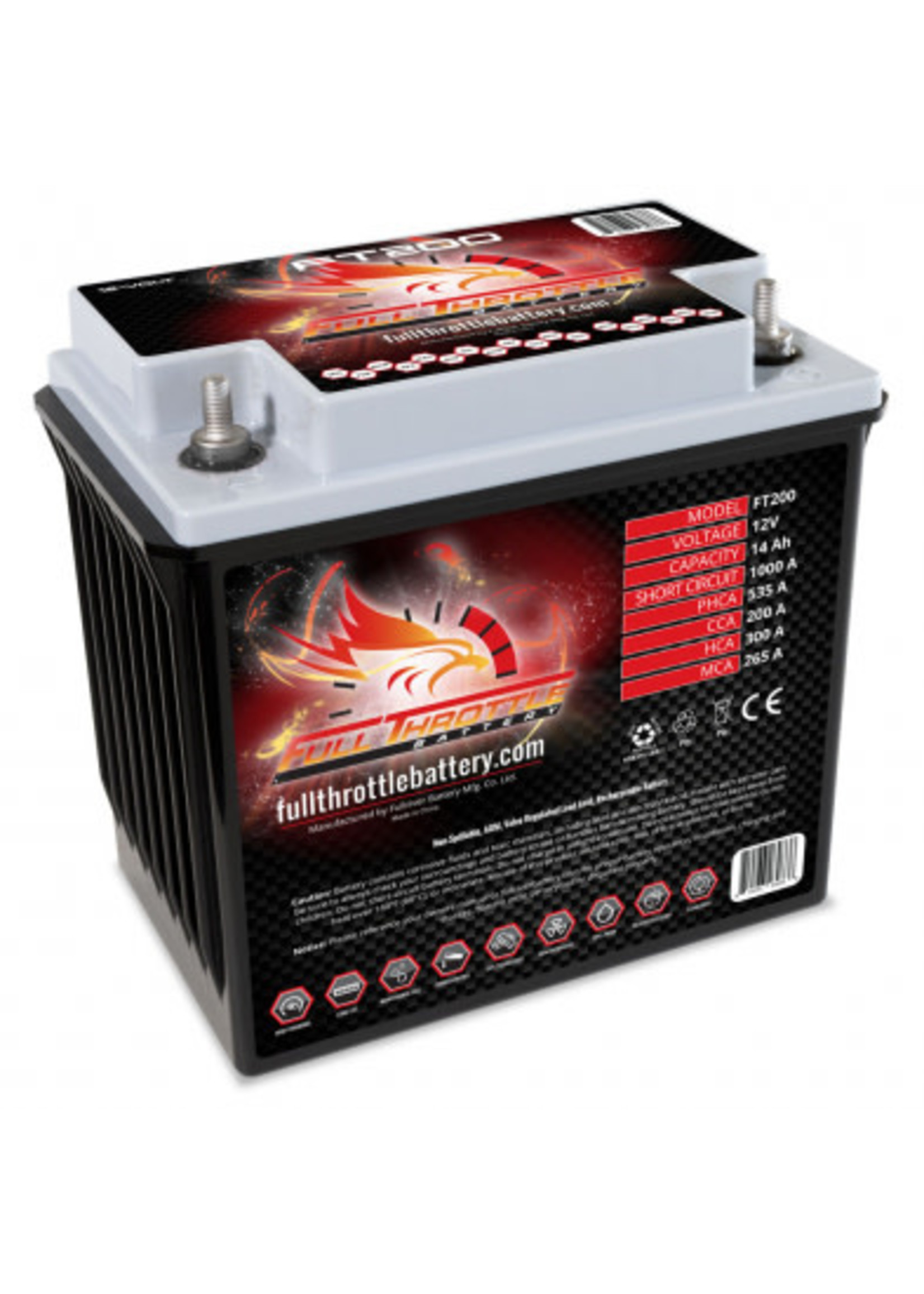 Full Throttle FT200 Motorsports Battery AGM 12V 14Ah 200CCA Battery Pro