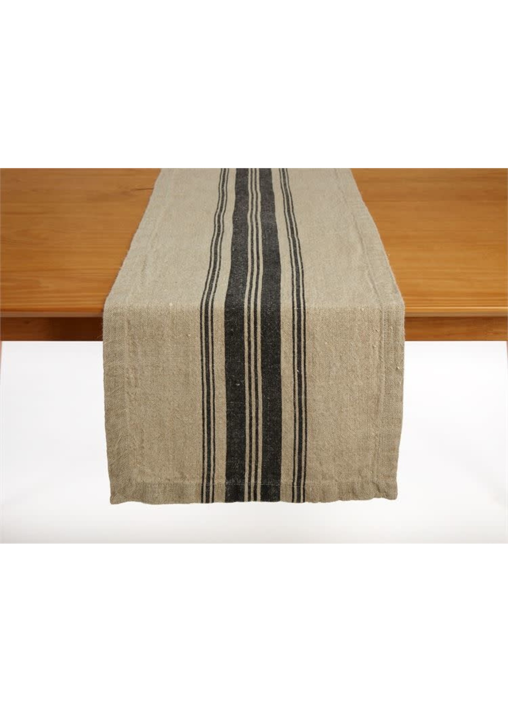 LINEN STRIPE BLACK TABLE RUNNER
