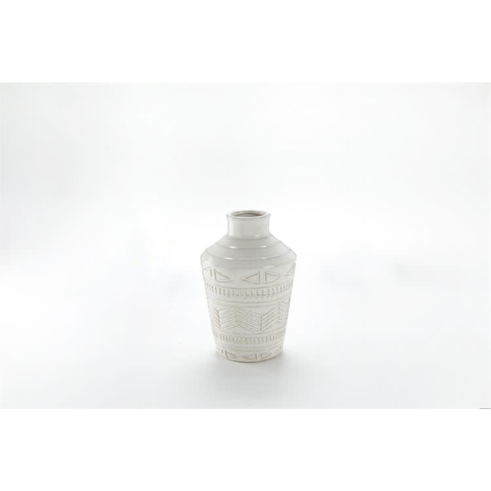 TAPERED WHITE RELIEF VASE
