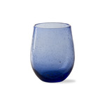 TAG NAVY BUBBLE GLASS STEMLESS WINE GLASS