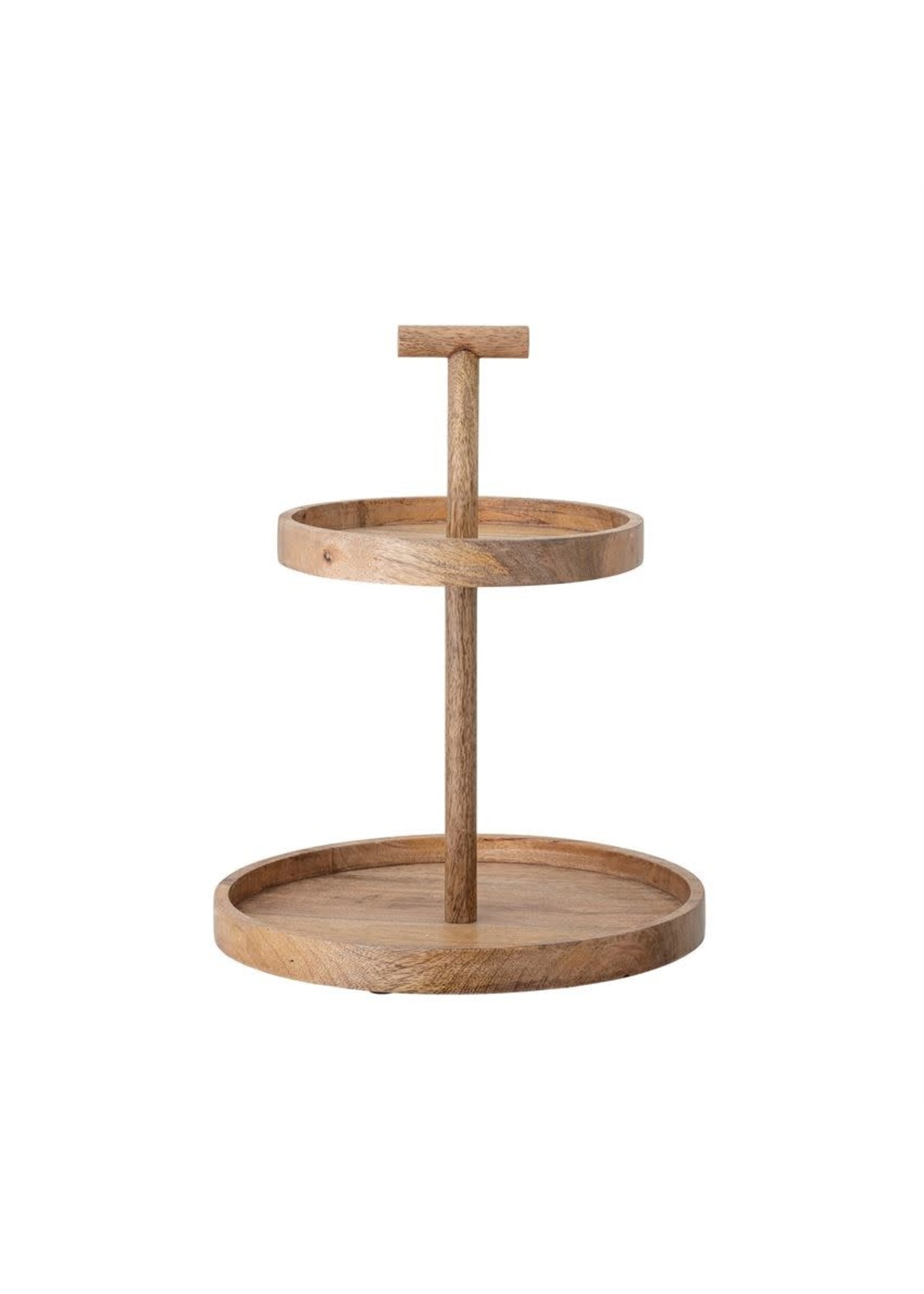 BLOOMINGVILLE MANGO WOOD TWO TIERED TRAY