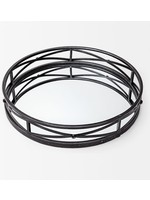 MERCANA BLACK MIRRORED ROUND TRAY - LARGE