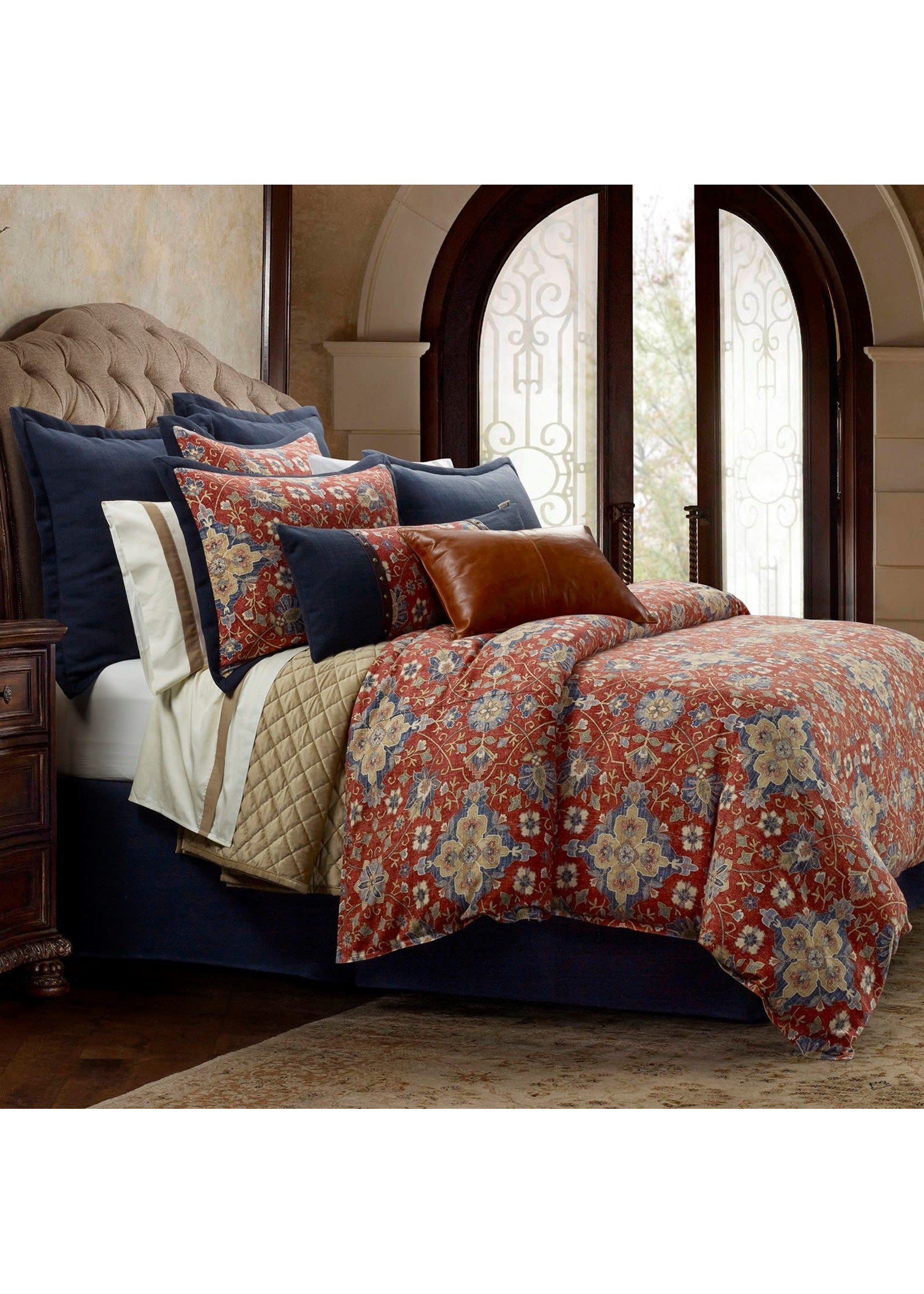 HIEND ACCENTS QUEEN, MELINDA 3PC WASHED LINEN COMFORTER SET