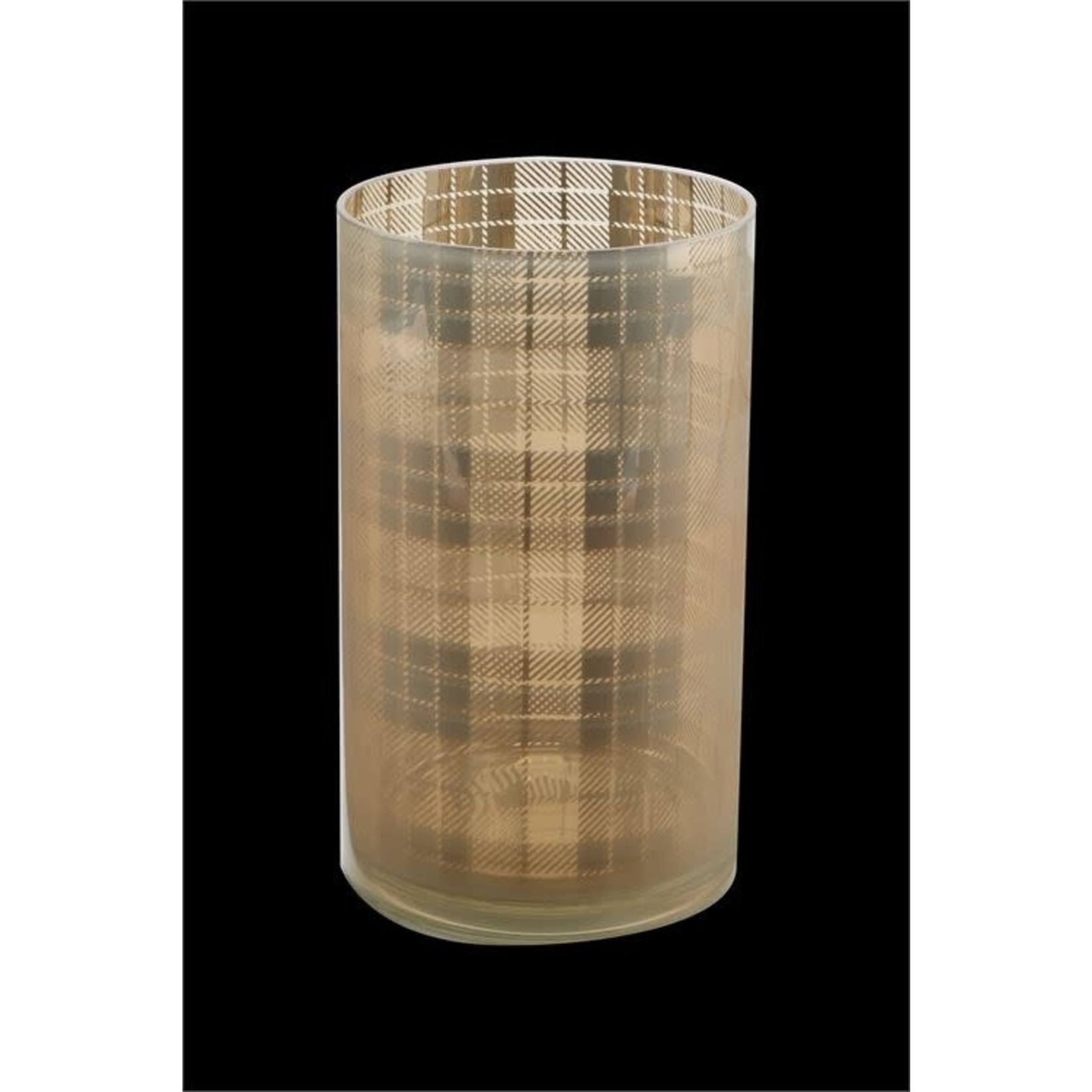 GOLD PLAID CANDLE LANTERNS, LARGE