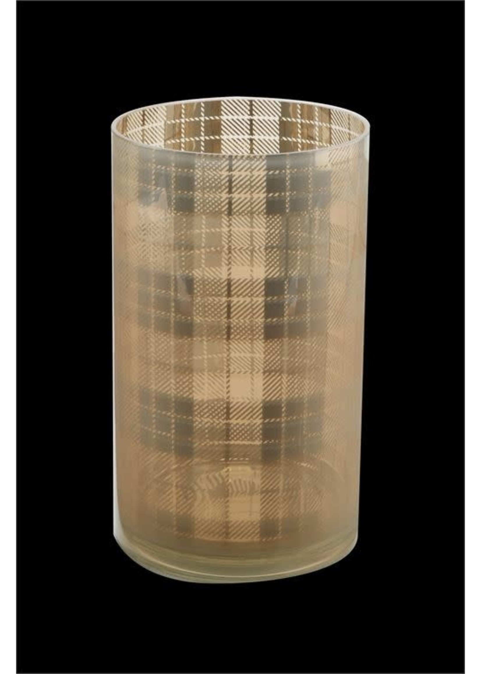GOLD PLAID CANDLE LANTERNS, LARGE