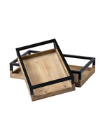 MERCANA ROSS SMALL NATURAL WOOD BLACK BASKET /TRAY