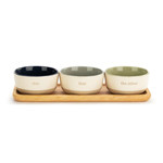 SERVING BOWL DIP SET WITH WOODEN TRAY
