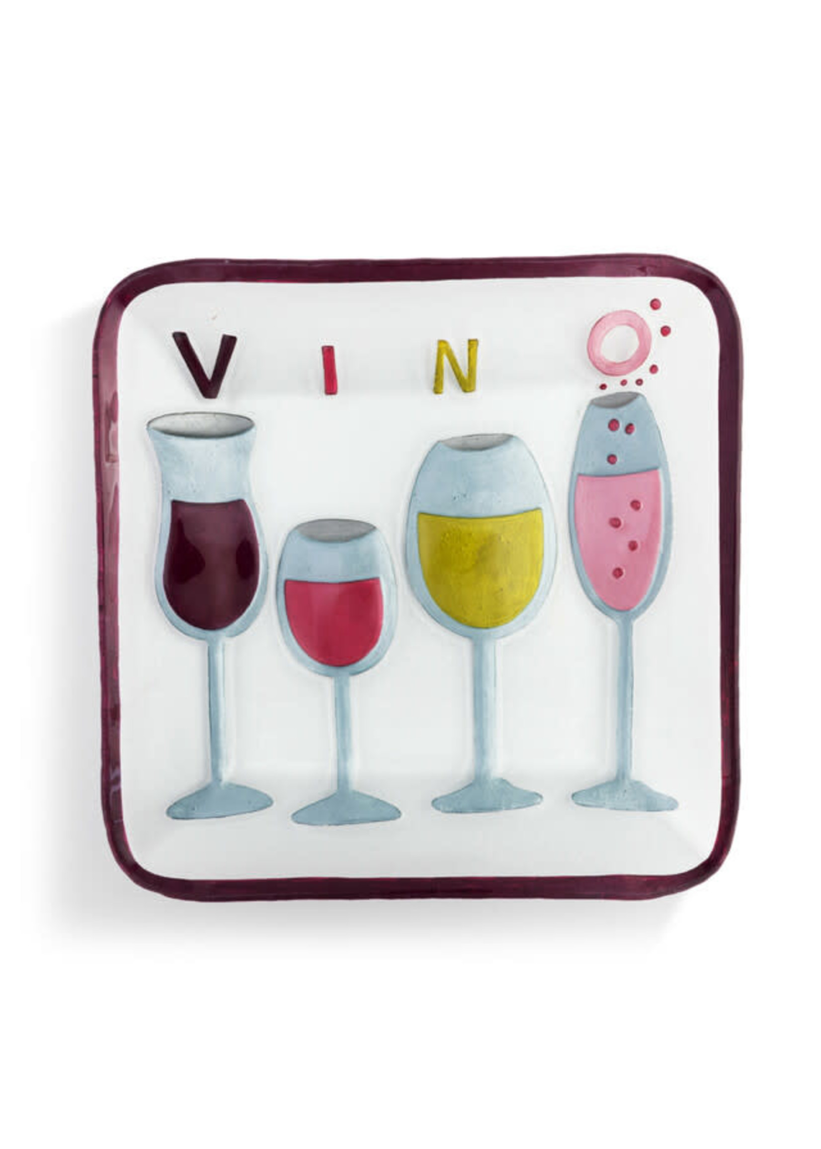 VINO WINE GLASS SQUARE PLATE