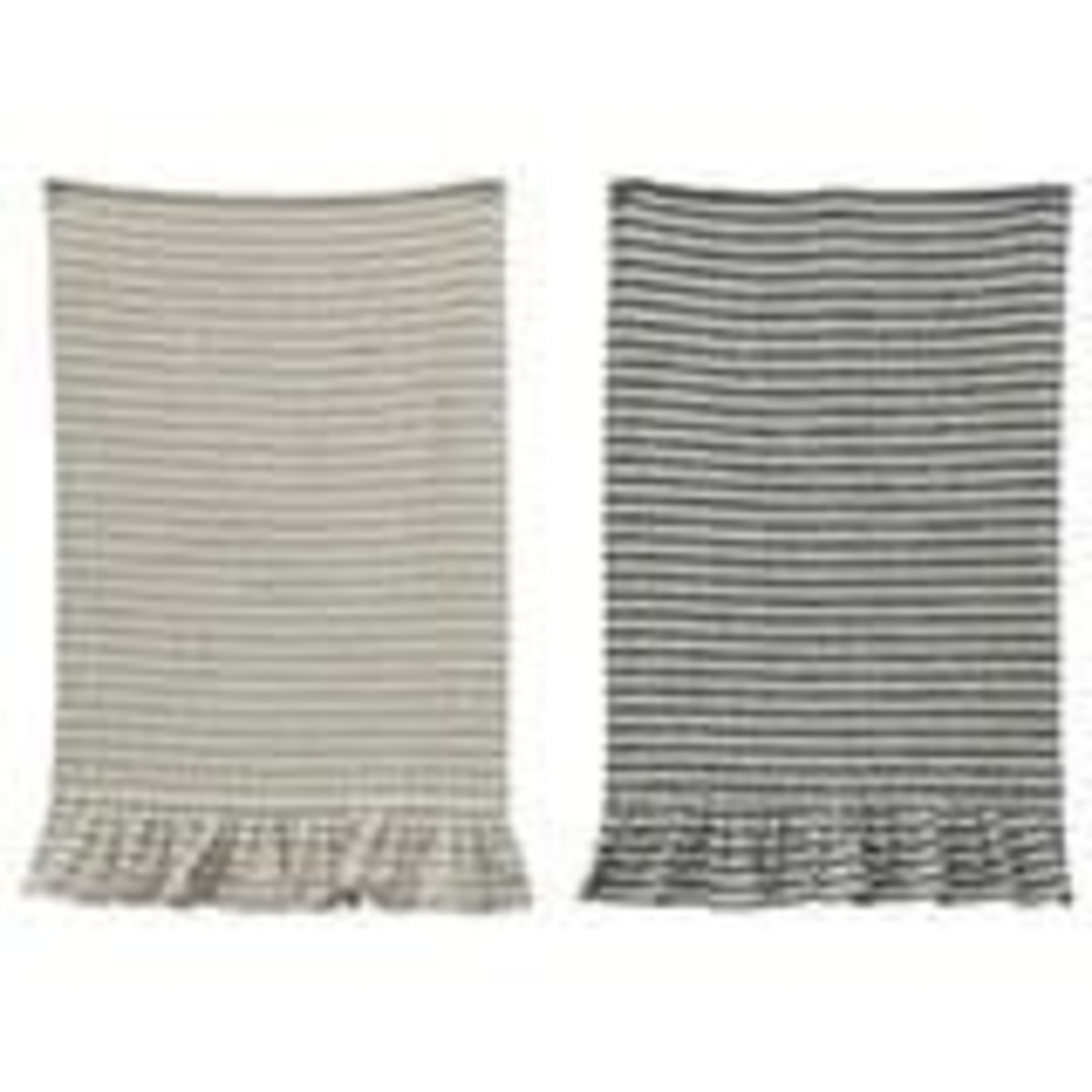 CREATIVE COOP BLK/CREAM COTTON STRIPED TEA TOWEL W/ RUFFLE