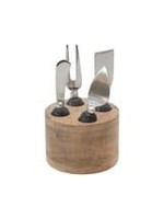 CHEESE SERVERS W/ WOOD STAND S/5