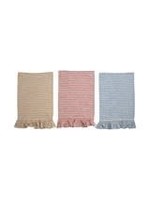 CREATIVE COOP COTTON STRIPED TEA TOWEL W/ RUFFLE