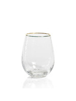ZODAX NEGRONI HAMMERED STEMLESS W GOLD RIM