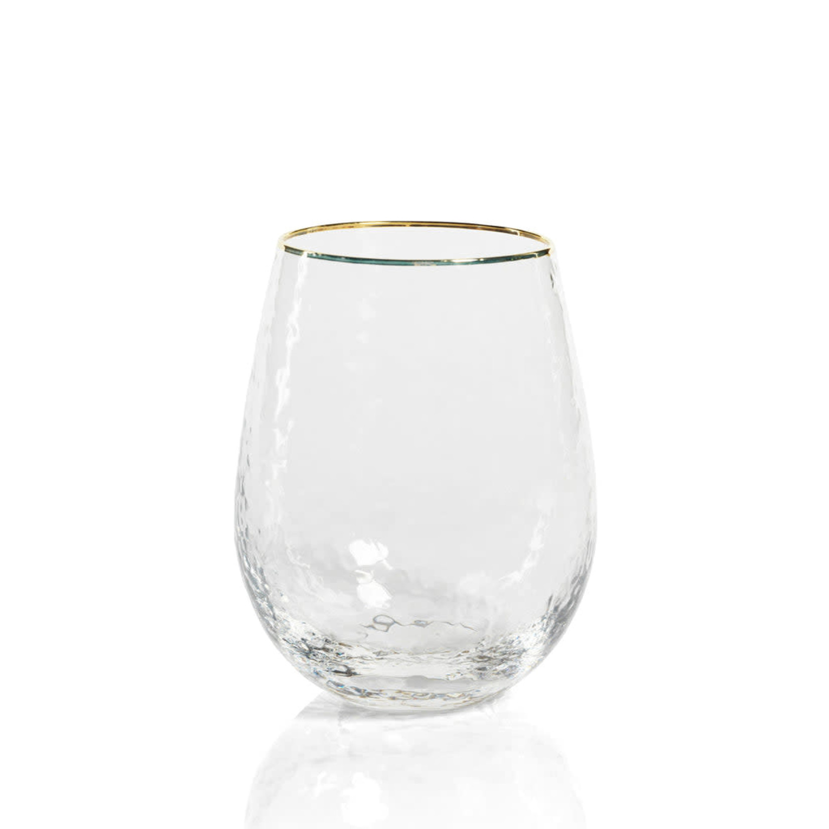 ZODAX NEGRONI HAMMERED STEMLESS W GOLD RIM