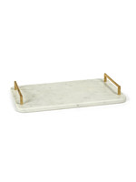 ZODAX ANDRIA MARBLE TRAY W GOLD METAL HANDLES