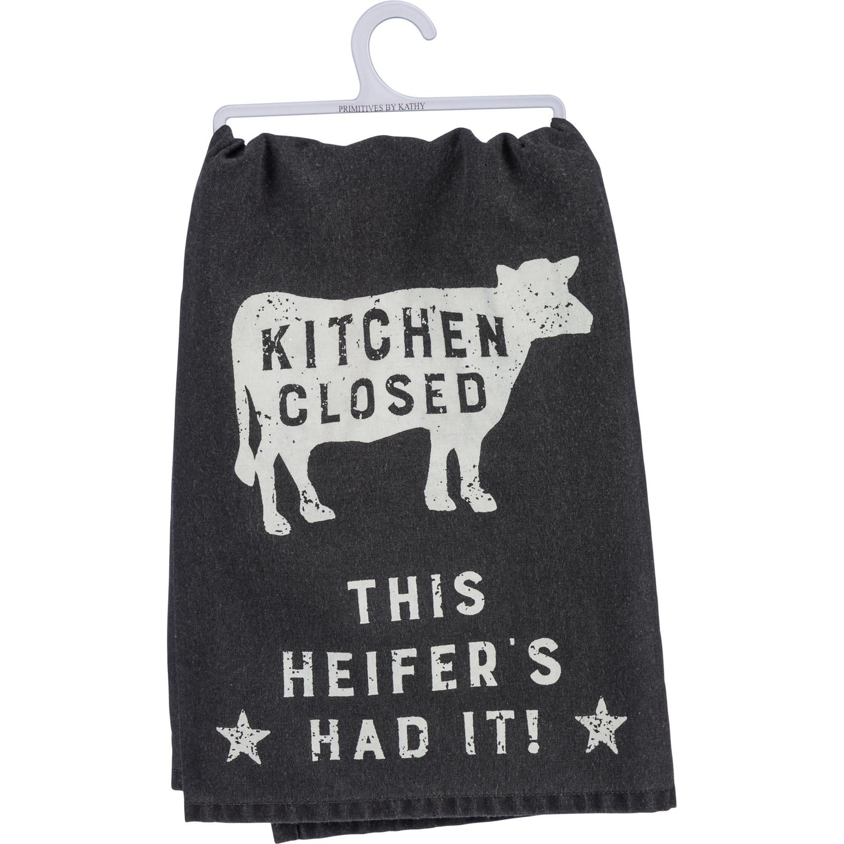 PRIMITIVES BY KATHY THIS HEIFER'S KITCHEN TOWEL