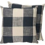 PRIMITIVES BY KATHY BLUE & CREAM CHECK PILLOW