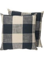 PRIMITIVES BY KATHY BLUE & CREAM CHECK PILLOW