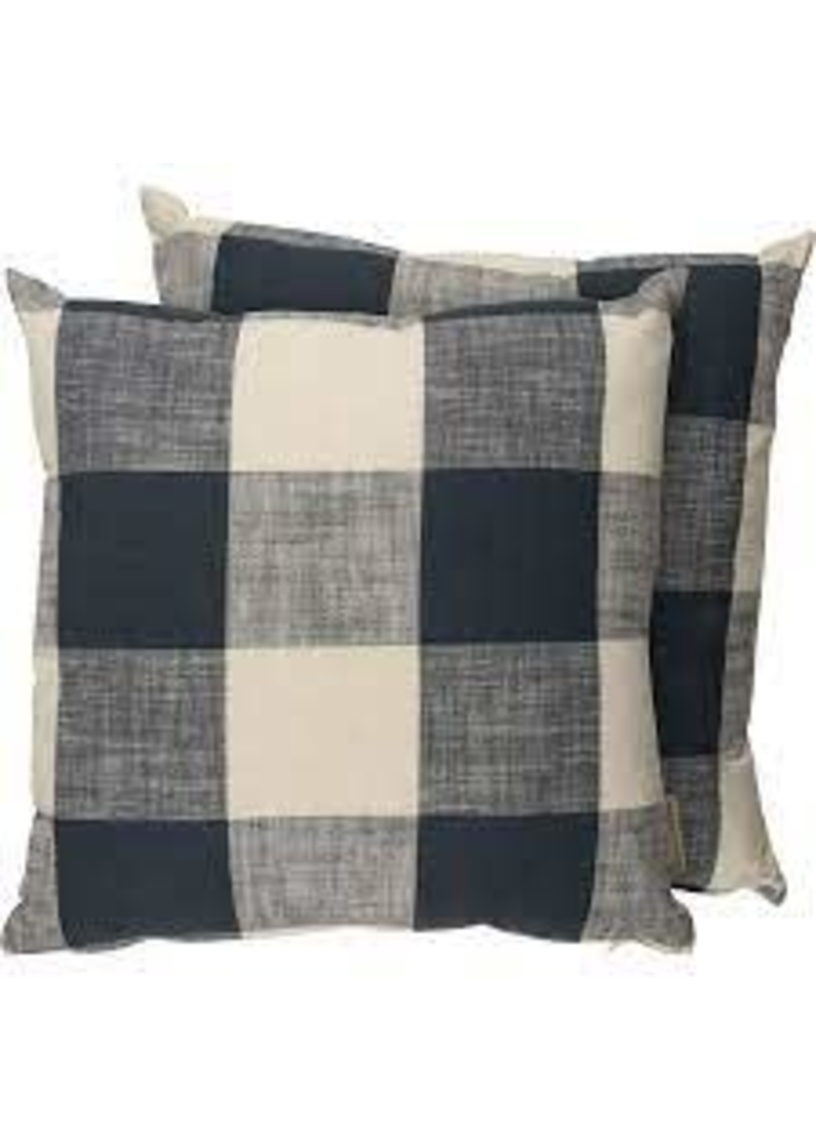 PRIMITIVES BY KATHY BLUE & CREAM CHECK PILLOW