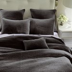 HIEND ACCENTS FULL/QUEEN, STONEWASHED BLACK COTTON VELVET QUILT