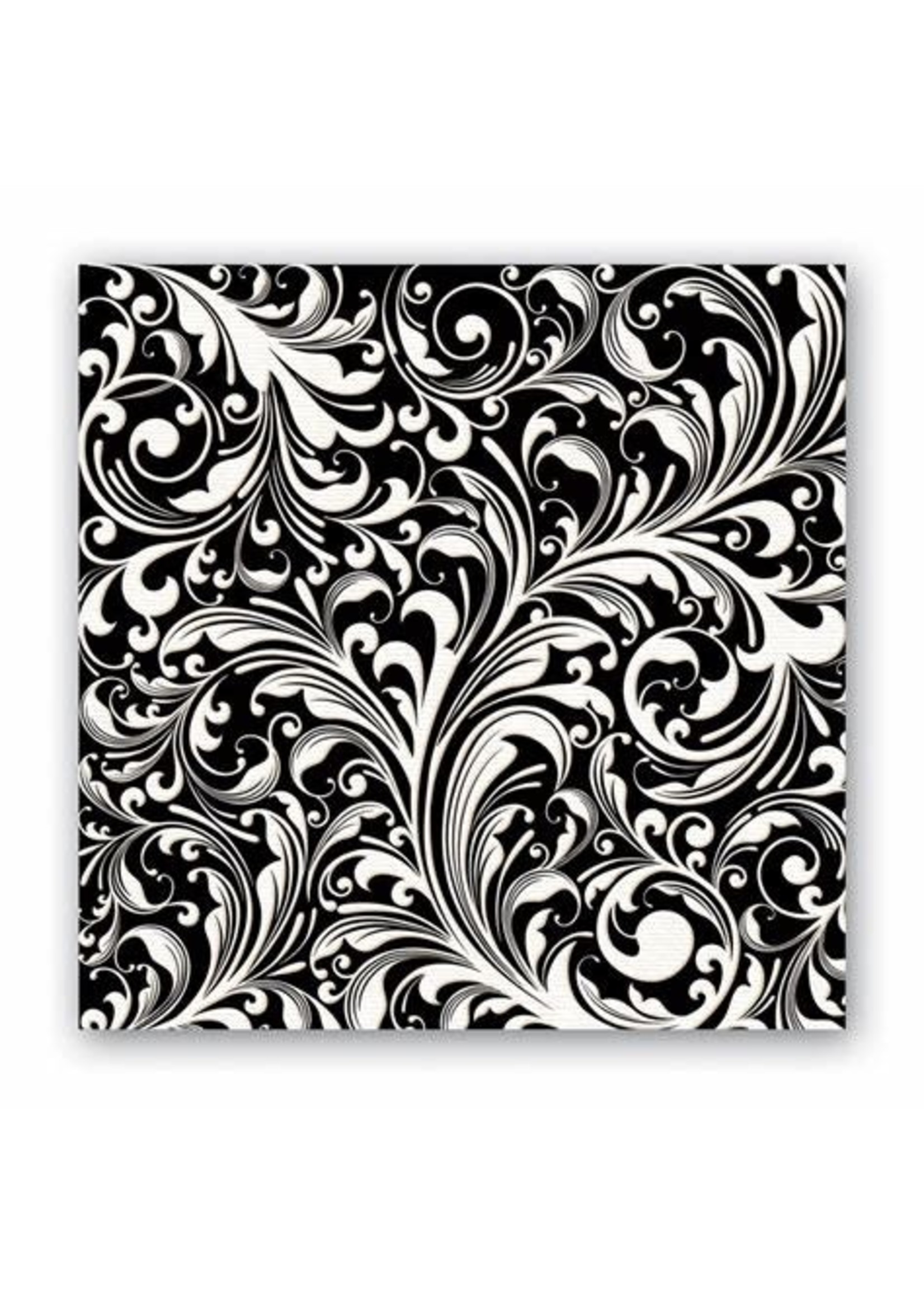 MICHELE DESIGN WORKS BLACK FLORENTINE COCKTAIL NAPKIN