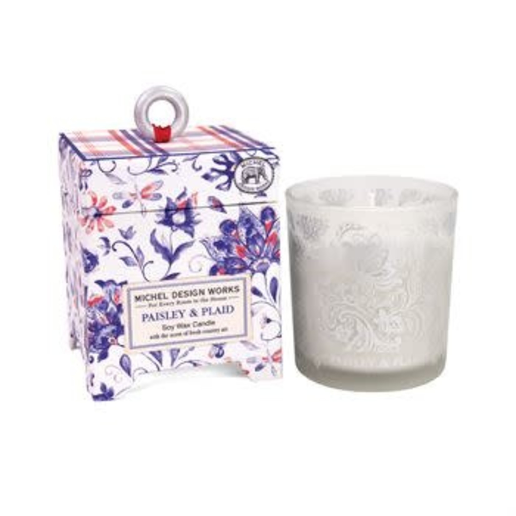 MICHELE DESIGN WORKS PAISLEY & PLAID SOY CANDLE