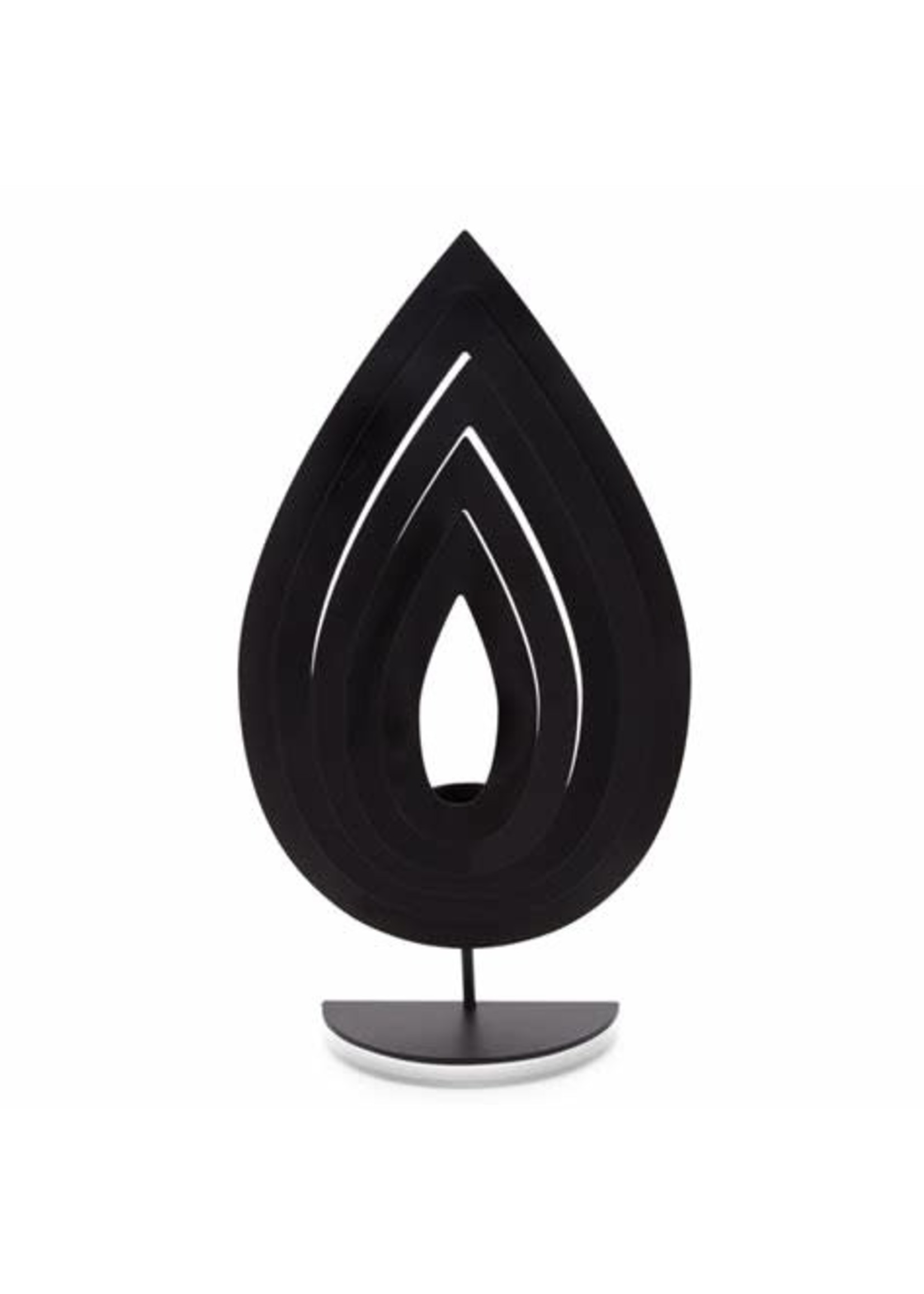 Layered Flame MEtal 14" Tealight - black