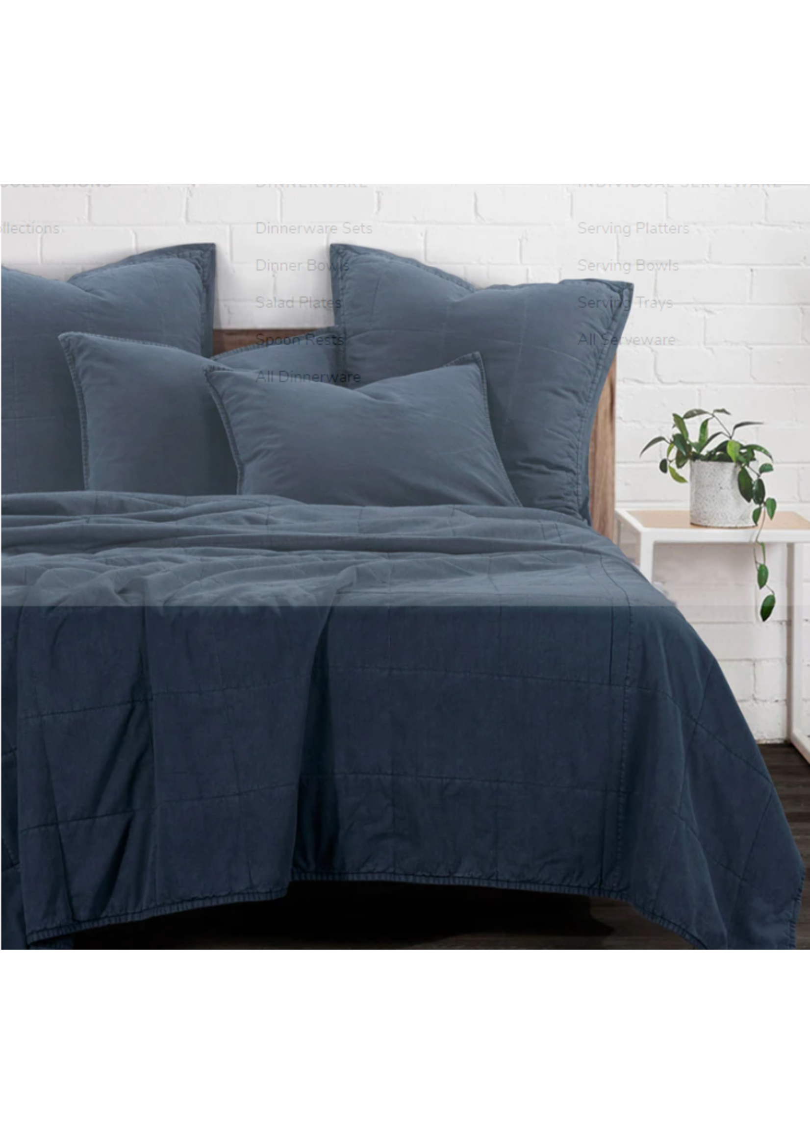 FULL/QUEEN STONEWASH COTTON CANVAS 3PC DENIM COVERLET