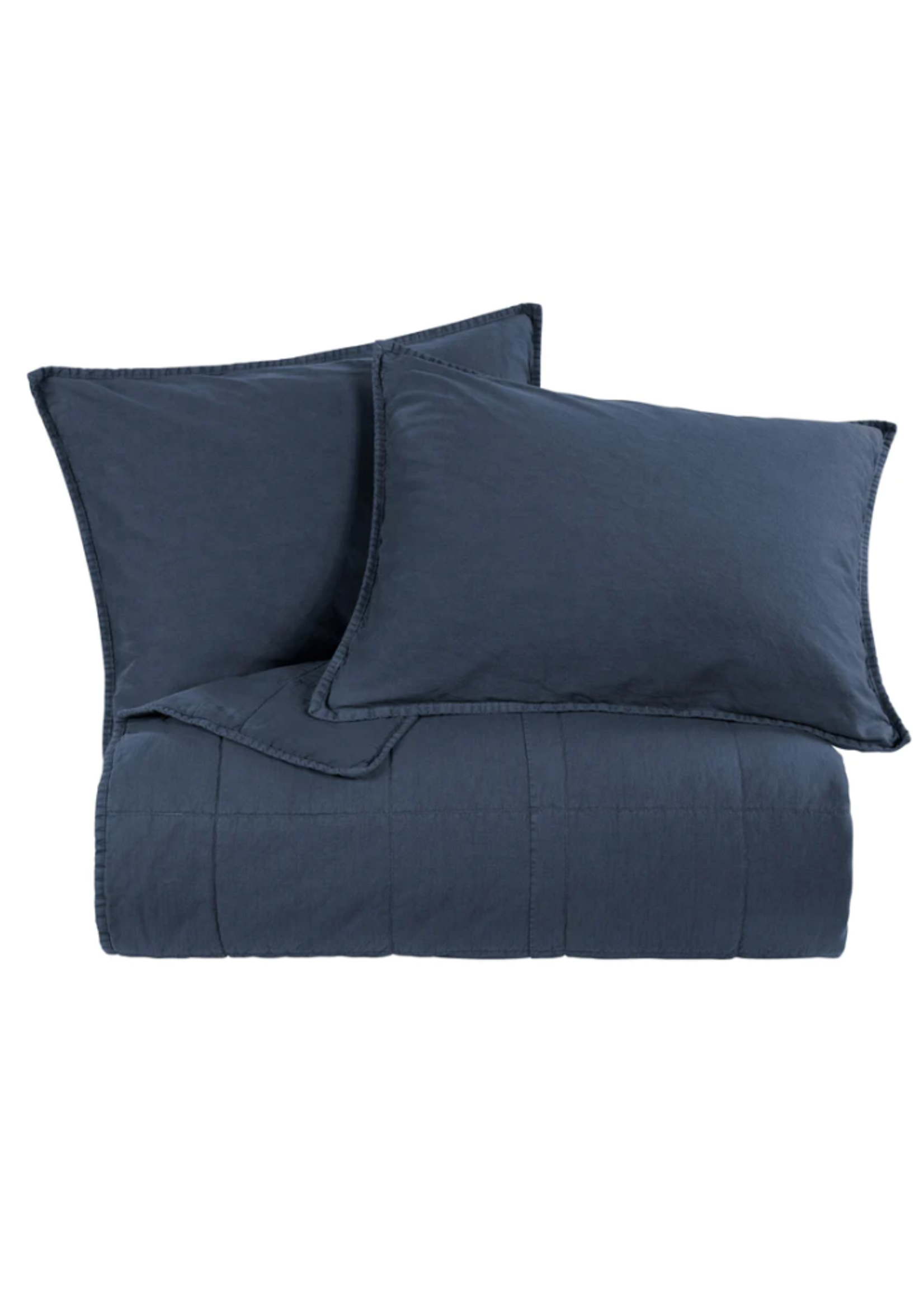 FULL/QUEEN STONEWASH COTTON CANVAS 3PC DENIM COVERLET