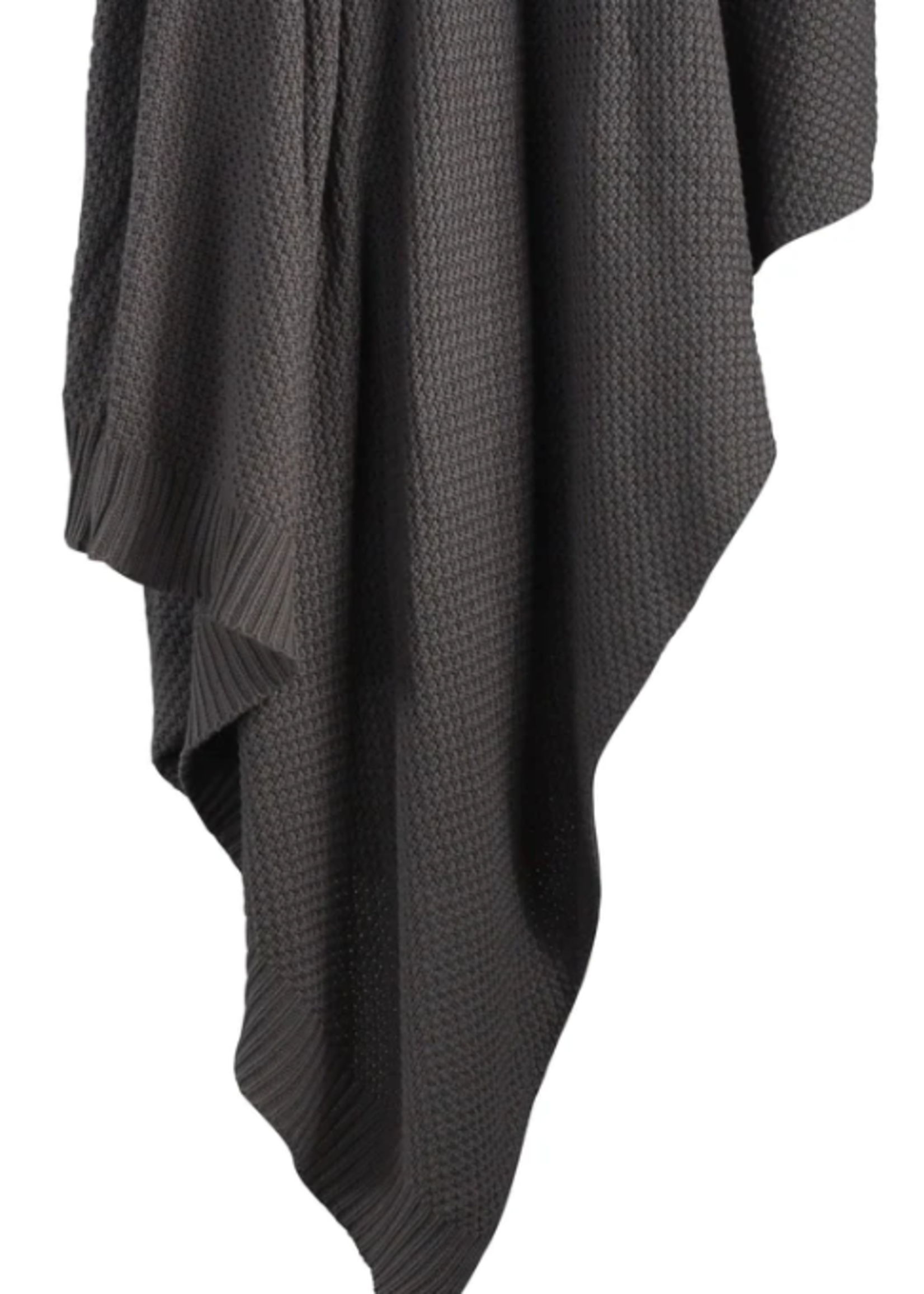 HIEND ACCENTS FULL/QUEEN SLATE COTTON KNIT BLANKET