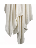 HIEND ACCENTS FULL/QUEEN VINTAGE WHITE COTTON KNIT BLANKET