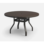 HOMECREST BREEZE 48" ROUND DINING TABLE W/ HOLE 4 ELEMENTS LOW BACK SWIVEL ROCKER DINING CHAIRS