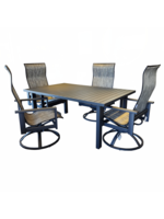 HOMECREST OUTDOOR 5 PC  42x67 DINING W/ ELEMENTS HIGHBACK SWIVEL ROCKERS