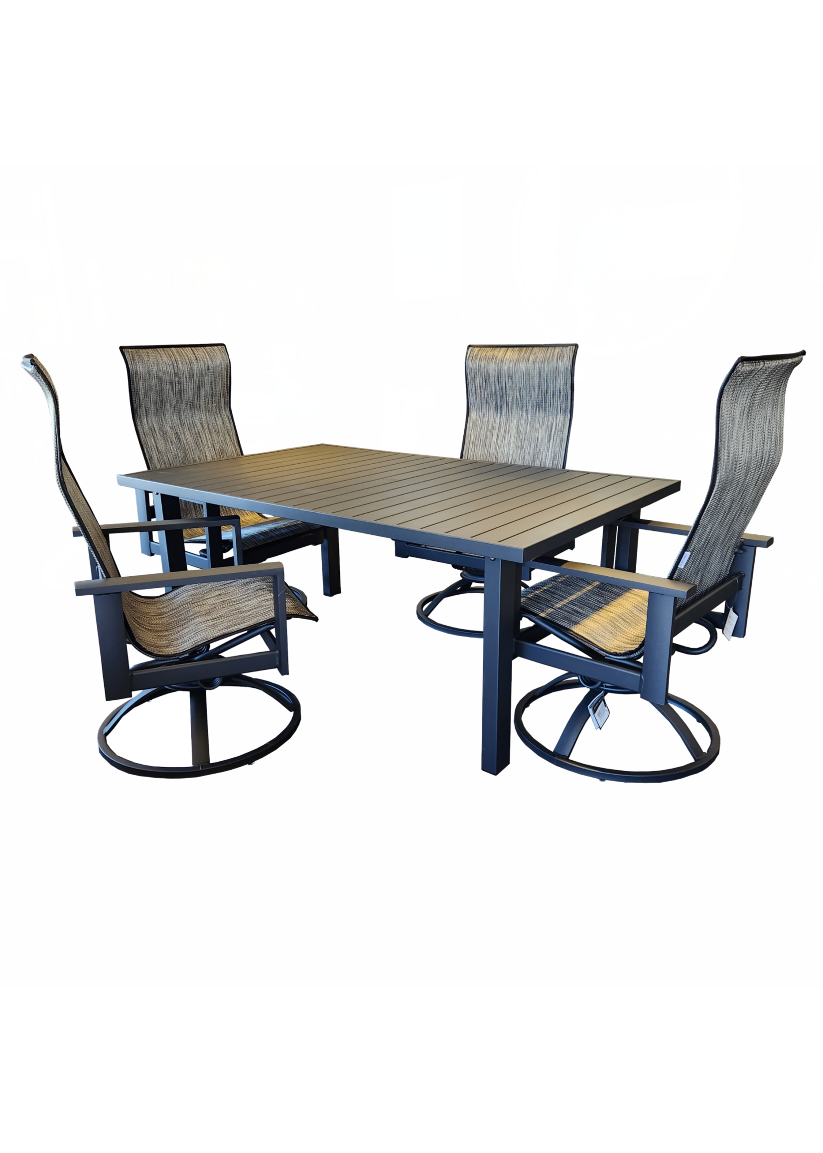 HOMECREST OUTDOOR 5 PC  42x67 DINING W/ ELEMENTS HIGHBACK SWIVEL ROCKERS