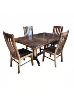 OAKWOOD 7 PC DINING SET: LIGHTHOUSE 42x68 TABLE w 6 CHELSEA SIDE CHAIRS