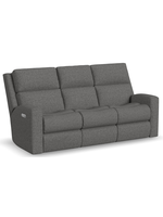 FLEXSTEEL SCORE SOFA W/ PWR HEADREST & LUMBAR
