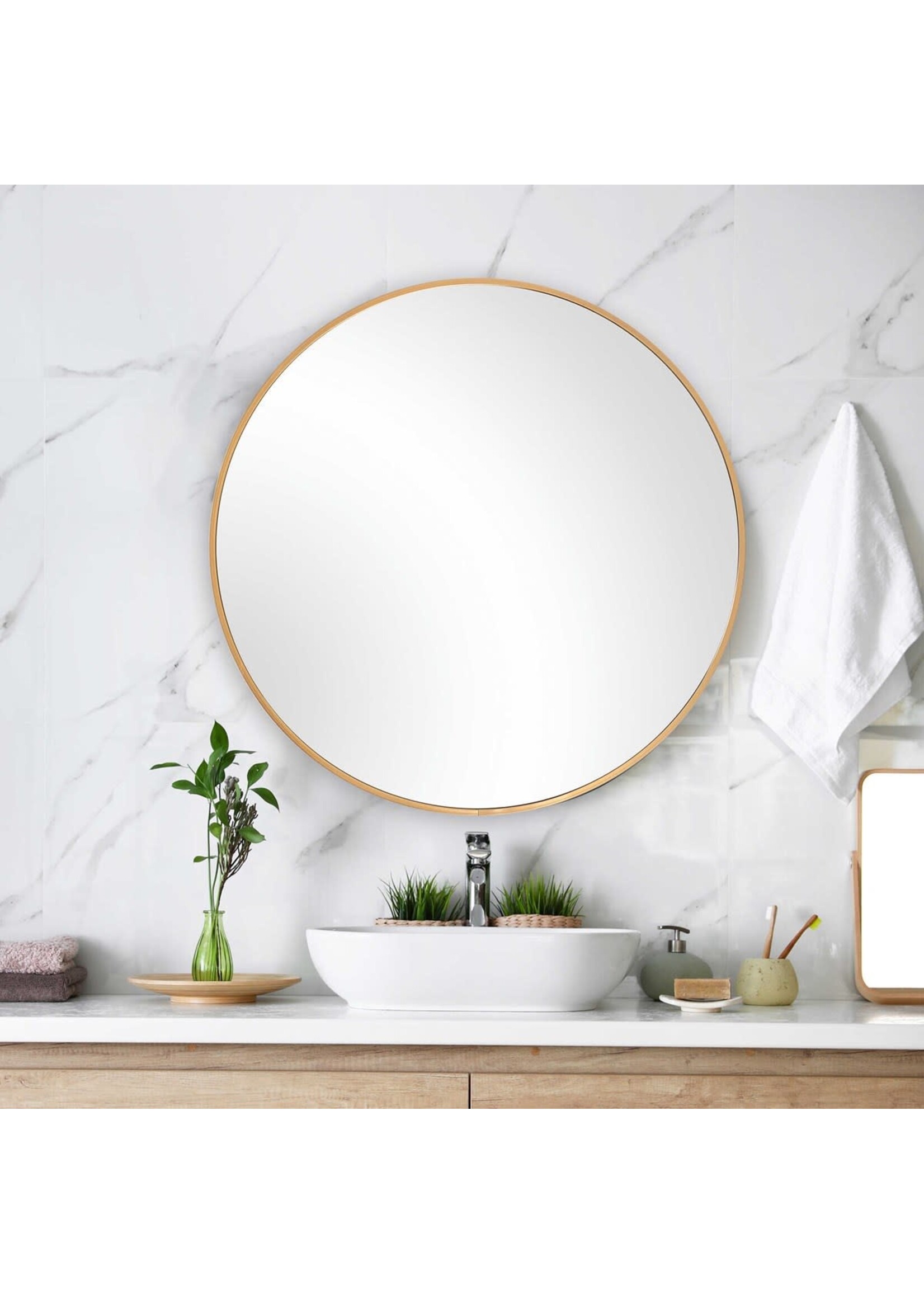 UTTERMOST ROUND GOLD MIRROR 34X34