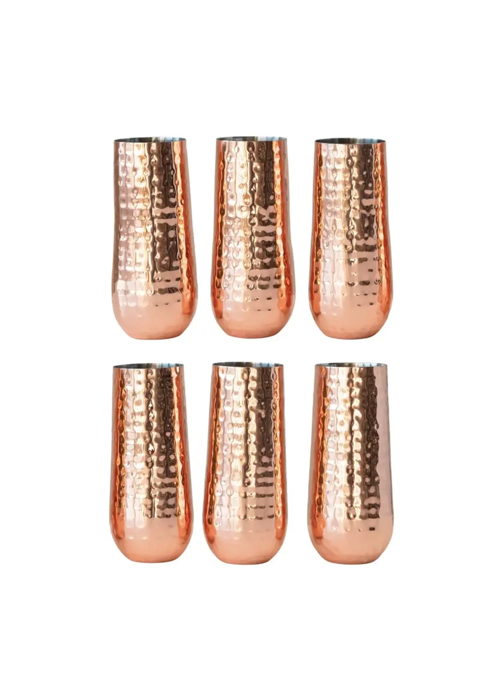 CREATIVE COOP HAMMERED SS STEMLESS CHAMPAGNE FLUTES
