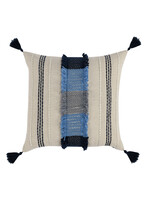 CLASSIC HOME TOYA NATURAL/NAVY BLUE MULTI 22 X 22