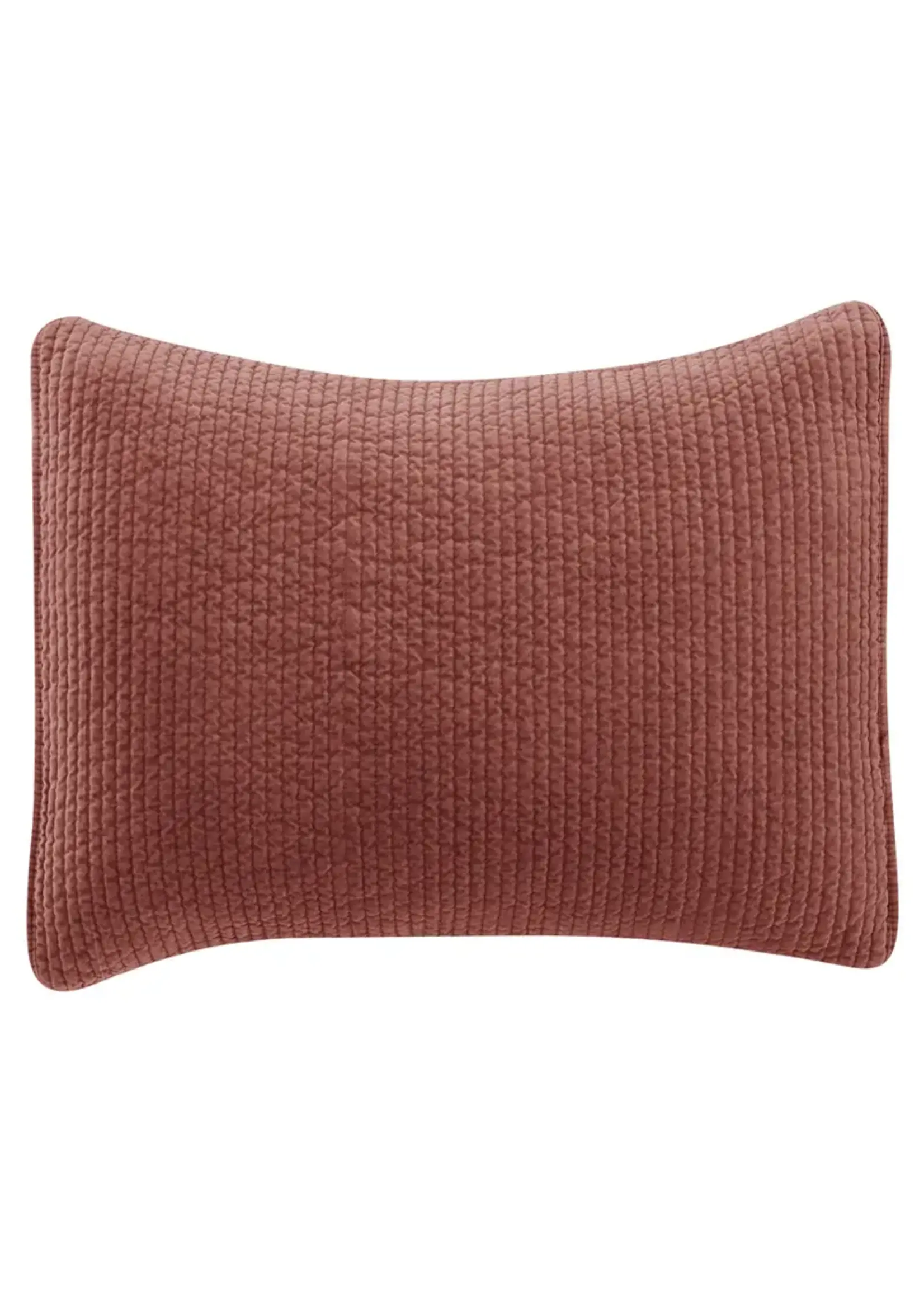 HIEND ACCENTS STANDARD, STONEWASHED SALMON COTTON QUILTED VELVET SHAM